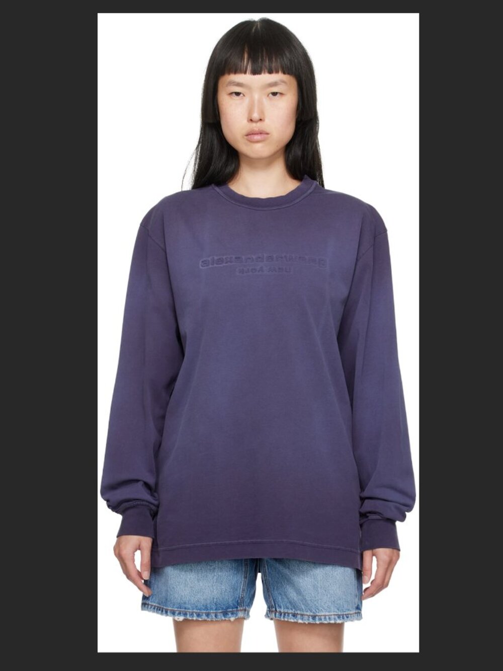 Alexander Wang Purple Embossed Long Sleeve T-Shirt